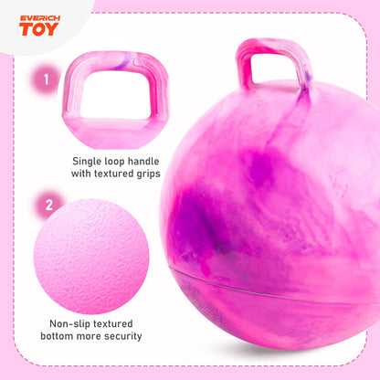 EVERICH TOY Hopper Ball for Kids, 18-Inch Sit On Bouncy Ball with Handle, Purple Pink Clouds Girls Toys - Fun Indoor Active Play, Inflatable Balance Toy, Great Birthday Gifts for 4 5 6 7 8 Years Old