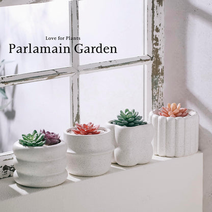 Parlamain Ceramic Succulent Pots Set of 4 Small Planters for Indoor Plants 4x4 Inch Decorative Plant Pots Modern Home Decor