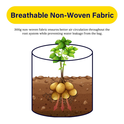 iPower Potato Grow Bags with Flap 10 Gallon 6 Pack, Garden Planting Pot with Durable Handle and Harvest Window, Thickened Nonwoven Fabric Container for Potato, Tomato, Carrot, Vegetable and Fruits