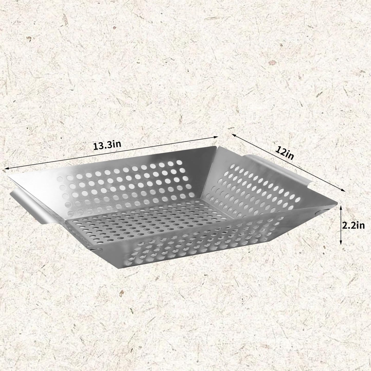 Anveena Grill Baskets 1 Pack Stainless Steel Grilling Basket for Indoor and Outdoor Use, Heavy Duty Vegetables Grill Basket for Veggies and Kabob, Suitable for All Grills, Dishwasher Safe