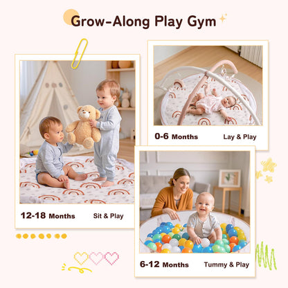 Mallify 6-in-1 XL Large Baby Gym & Ball Pit, Play Mat & Play Gym, Combination Baby Activity Gym with Milestone Cards for Sensory Exploration and Motor Skill Development, Balls are not Included