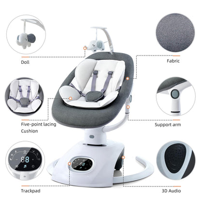 VaVaSoo Baby Swing for Infants Mamroo Electric Automatic Multi Motion Newborn for Girl & Boy with Remote Control, 5 Speed, 13 Melodies, Light Gray (Gary)