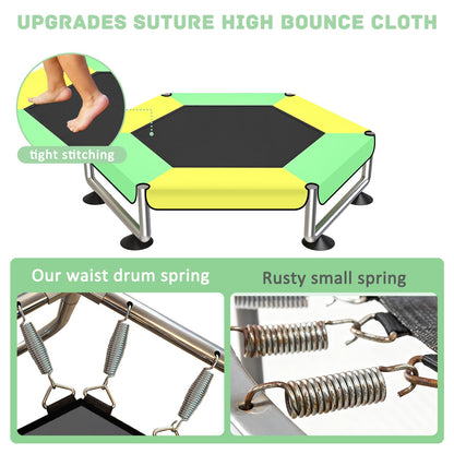 60" Trampoline for Kids, Upgrade Full Anti-Rust 440lbs Indoor Outdoor Toddler Trampoline with Net, Adjustable Trampolines with Anti-Rollover Bottom, Birthday Gifts for Boys & Girls