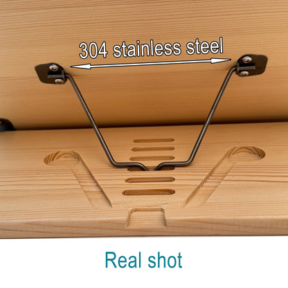 WUSUBUFU Book Stand, Cookbook Stand, (Solid Wood Construction with Anti-Cracking Design, Stainless Steel Hardware)