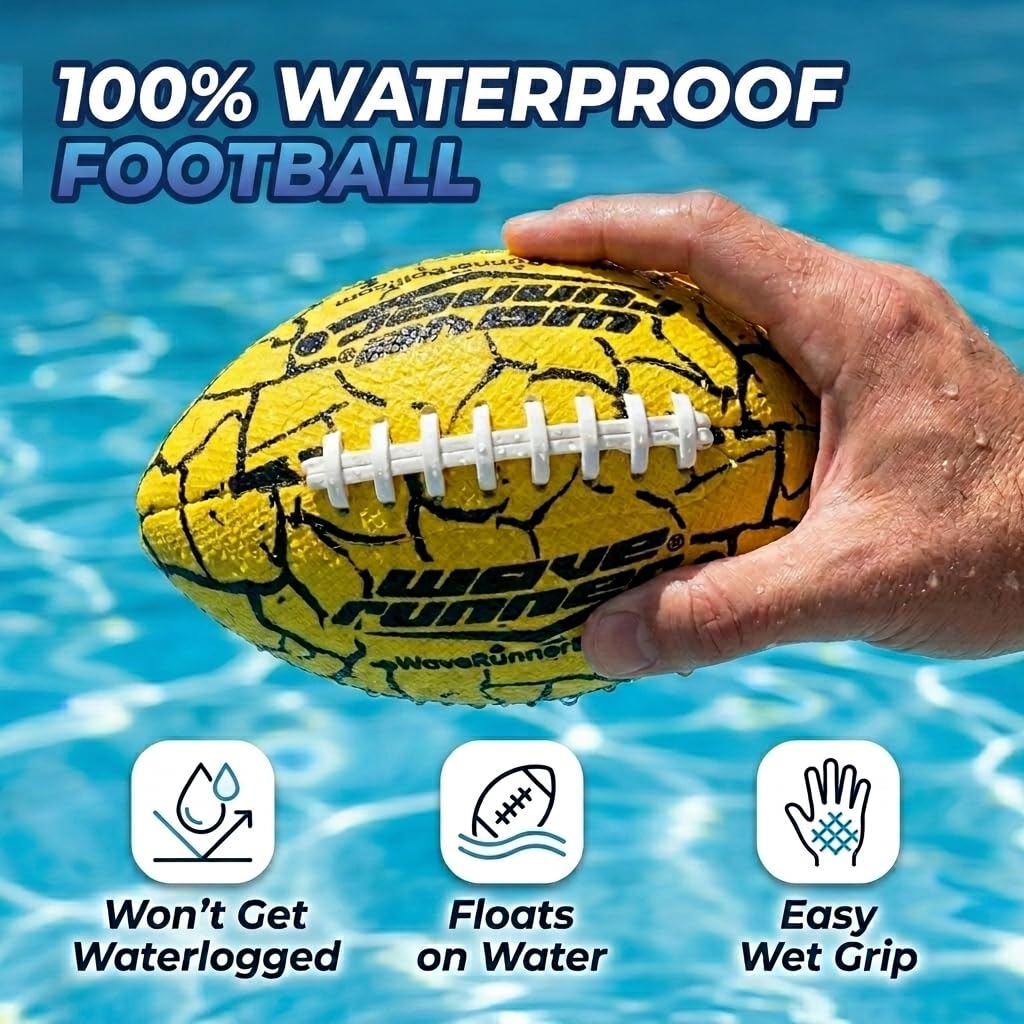 Wave Runner Grip It, Size 9.25in - Water Football, Beach Toys, Kids Outdoor Games for Summer | Pool Toys Football - Special Grip Pattern, Double Laced, Lightweight, All Weather Fun Water Toy
