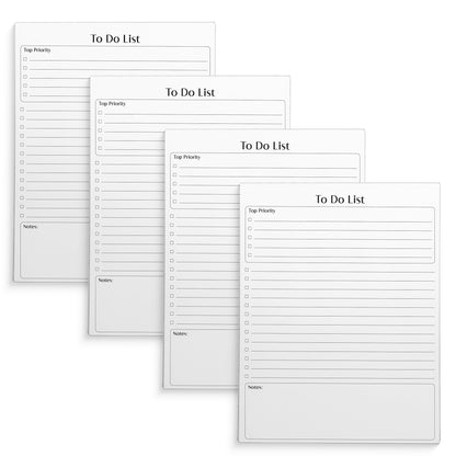 Better Office Products To Do List Notepad, 8.5" x 11", Planning Note Pad, 50 Sheets, Daily Agenda Productivity Checklist Organizer, (4 Pack)
