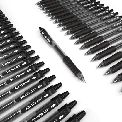 Shuttle Art Black Gel Pens, 70 Pack Retractable Medium Point Rollerball Gel Ink Pens Smooth Writing with Comfortable Grip for Office School Home Work