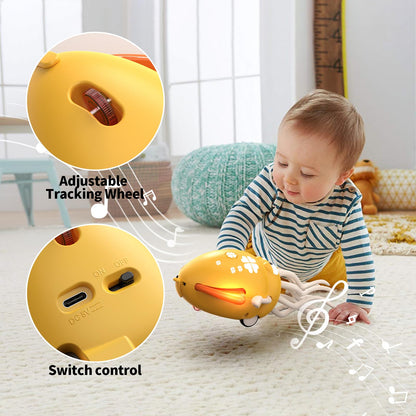 SWTOIPIG Electric Dancing Octopus Toy with Led Light and Music, Kids Electric Crawling Octopus Tummy Time Toys, Rechargeable Interactive Sensory Toy, for Christmas Birthday Gift(Yellow)