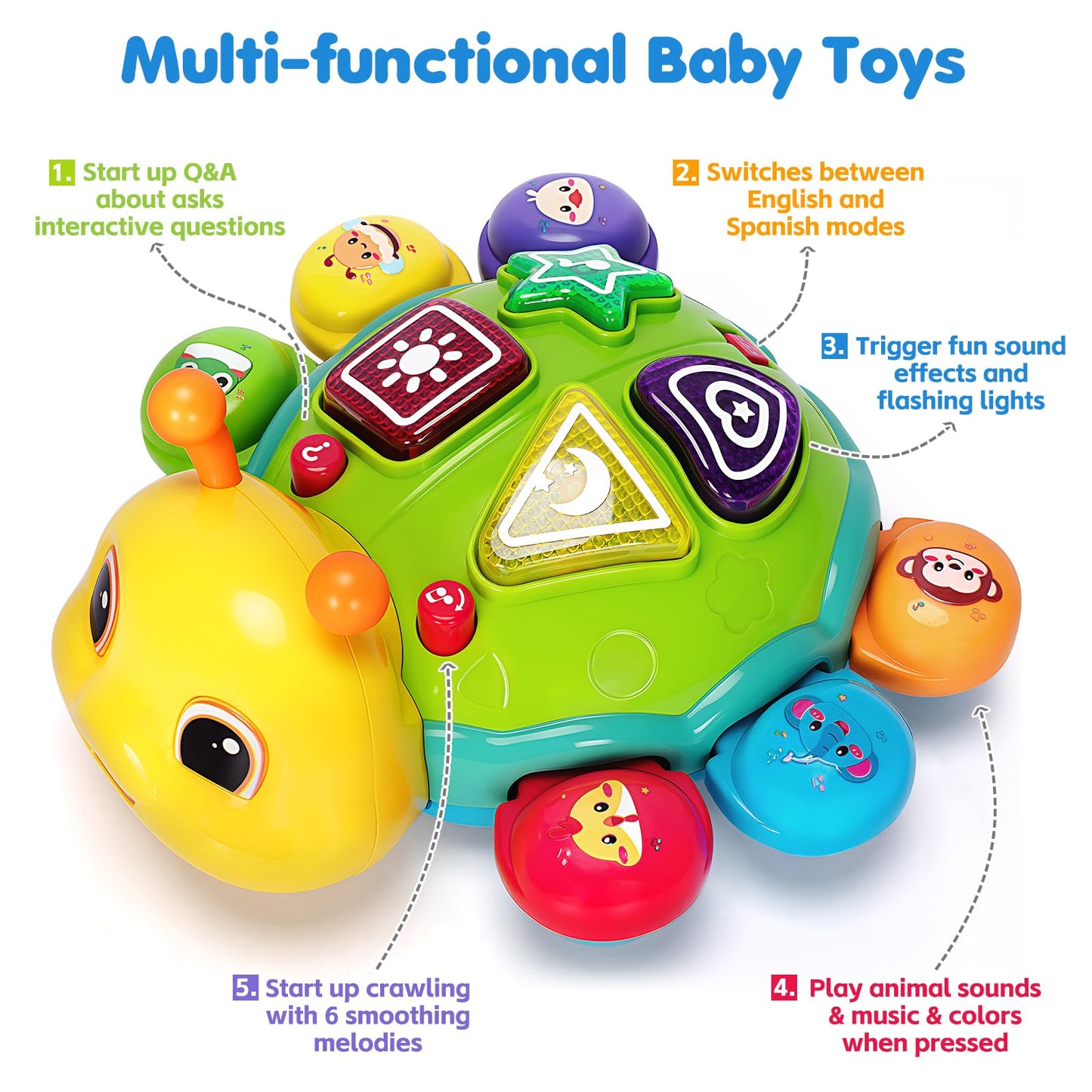 Baby Crawling Toys for 6-12 Months, Musical Toys for Infants 7 8 9 10 11 Months, Early Learning Educational Toy with Light Sound, Tummy Time Development Toys, Christmas Birthday Gifts for 1 Year Old