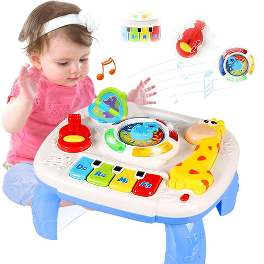 HQXBNBY Baby Toys 6-12 Months, Musical Learning Table Toys for 1 2 3 Year Old Boys Girls Early Education Activity Center Toys for 7 8 9 10 18 Months Kids Toddler Valentines'Day Birthday Gifts