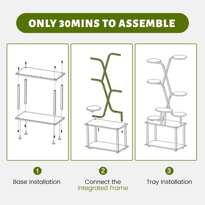 DIOOSN Tall Plant Stand, 9-Tier Tiered Indoor Plant Stand Multiple Shelves, Stable Plant Stand Indoor with Grow Lights for Home, Office, Balcony & Patio