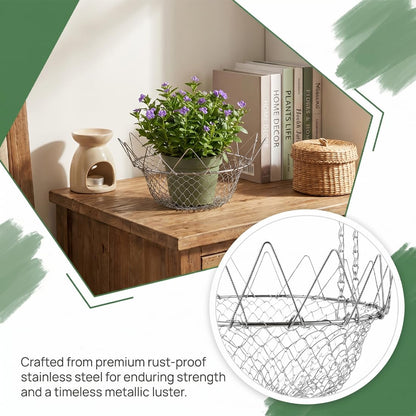 Adjustable Planter Insert, Heavy-Duty Rustproof Stainless Steel Plant Riser for Large Pots, Outdoor and Indoor Flower Pot Filler with Chains, Decorative Plant Elevator for Home Patio Balcony Garden