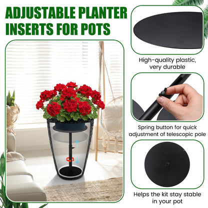Novabright 3 Pack Adjustable Plant Riser for Inside Pot 7.5-12" Planter Inserts for Large Pots Metal Pot Fillers for Tall Square Round Taper Planters Container Indoor Outdoor (6''8" 10" Base or Top)