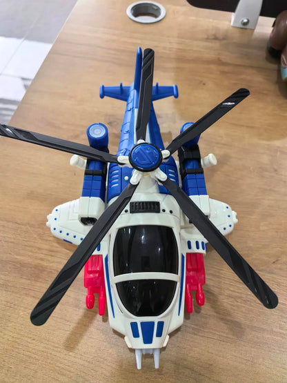 victob Light-Up Helicopter Toy for Toddlers, 360° Rotating Airplane Toy with Music and Bump & Go, Birthday Gift for Boys Ages 3-5 (Blue)