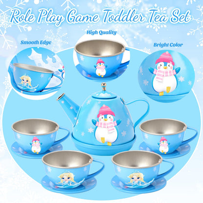 INNOCHEER Tea Party Set for Little Girls Toys, Toys for Kids, Tea Sets for Toddlers 3-5, Pretend Play Kitchen Toy, Birthday Christmas Princess Gifts Toys for 3 4 5 6 7 + Year Old Girls