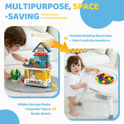 Time Followers® 6-in-1 Baby Activity Center | 4 Stage Montessori-Inspired Toys | Grow Stationary Standing Toddler Table | Jumpers & Bouncers | Must Have for Boy & Girl 6, 12, 24+ Month Old (White)