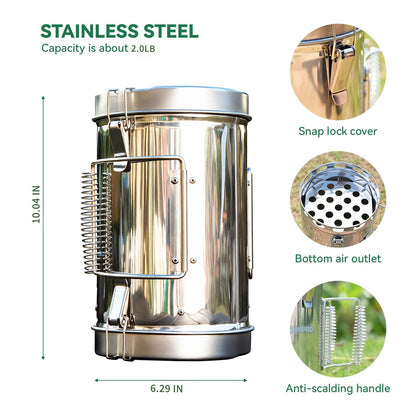 mocampro Stainless Steel Charcoal Chimney Starter | BBQ Chimney Starter for Charcoal Grill and Barbecues, Compact Outdoor Cooking BBQ Tools Accessories