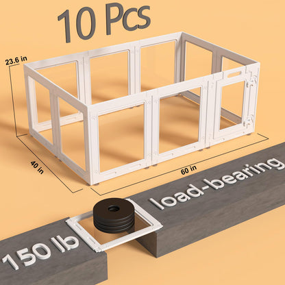 Clear Acrylic Dog Playpen with Door,23.6" Puppy Playpen,Easy Assemble Pet Fence,10-Panel for Puppies/Small Dog Play Pen Indoor (White, 23.6 Inch-H, 10 Panel)