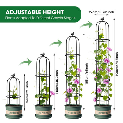 6.2ft Garden Obelisk Trellis for Climbing Plants Rustproof Metal Pipe with Heavy Duty Plastic Coated Garden Outdoor Indoor Potted Plant Support for Clematis Vine Jasmine Support