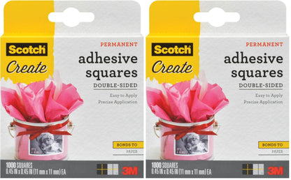 Scotch Adhesive Squares, .45 in x .45 in, 1000 Count, Excellent for All Paper Crafts (009-1000-CFT) (Pack of 2)