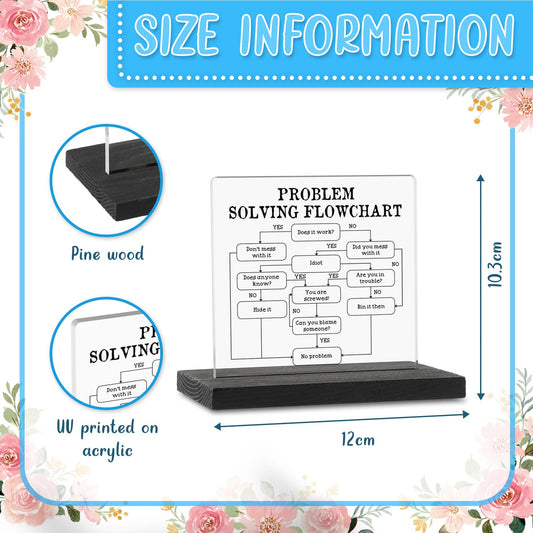 Humorous Gift Desk Decorative Sign, Problem Solving Flowchart Decorative Sign, Funny Work Gifts, Joke Gift For Men Women Office Work Employee Boss Coworkers for Home Office Vak154
