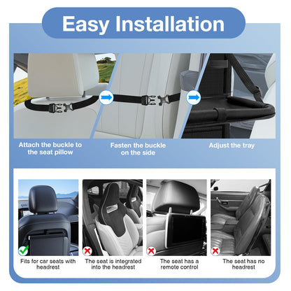Oneyus Car Backseat Organizer with Table Tray(2-Pack) 9 Storage Pockets Backseat Car Organizer and storage with Tablet Holder, Kick Mats Back Seat Cover for Kids family Road Trip Essentials Travel