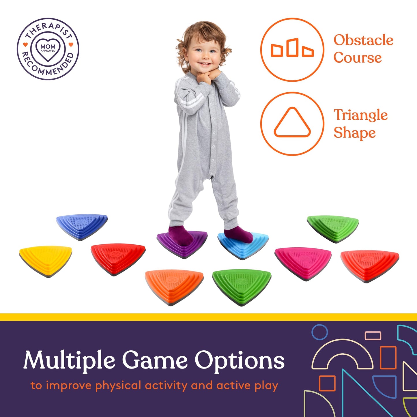 Special Supplies 10 Stepping Stones for Kids Indoor and Outdoor Balance Blocks Promote Coordination, Balance Strength Child Safe Rubber, Non-Slip Edging