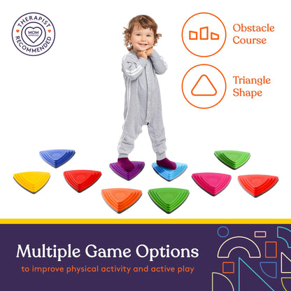 Special Supplies 10 Stepping Stones for Kids Indoor and Outdoor Balance Blocks Promote Coordination, Balance Strength Child Safe Rubber, Non-Slip Edging