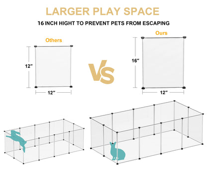 Pet Playpen,Puppy Playpen Transparent Small Animals Playpen, Pet Fence Yard Fence for Puppy,Bunny,Guinea Pigs,Ferrets,Mice,Hamsters,Hedgehogs,Turtles