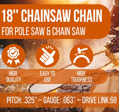 Stihl MS250 Chain 3 Pack 18 Inch Chainsaw Chain, Fits MS251 MS251C, .325'' Pitch .063'' Gauge 68 DL, Replaces 26RM3 68, 26RS 68, Oregon L68, 3639 005 0068 - Molten.
