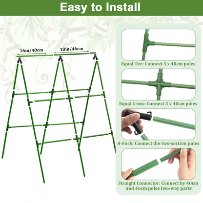 Galvanized Raised Bed with Cucumber Trellis, Garden Arch Trellis Outdoor Reusable A-Frame Metal Trellis with Trellis Net for Pea Vegetable Bean Grape Vines Flowers Climbing Plants Stand Support