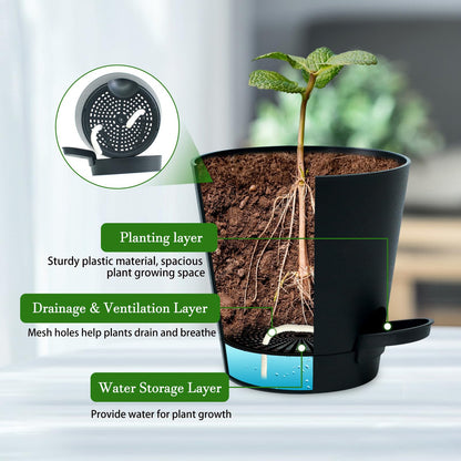 Koalaime 3 Sets Wall Planters for Indoor Plants Geometric Hanging Planters for Indoor Plants - Self-Watering Flower Pots with Black Metal Holder, Mounted Succulent Planter, 5" Black Plant Pot