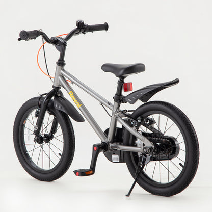 RoyalBaby EZ Fride Kids Bike, Lightweight Aluminum 2-in-1 Balance to Pedal Bike with One-Key Switch, 16 Inch for Age 4-7 Years, Gray