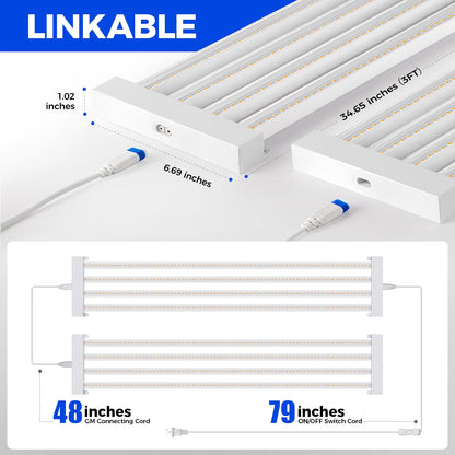 Barrina TX-L63 3FT LED Grow Light, 63W, 4 Panels Wider Coverage, Full Spectrum, High PPFD, Super Bright, Linkable, Hanging Fixture, Plant Stand with Grow Light for Indoor, Vegetable, Seeding, 1 Pack