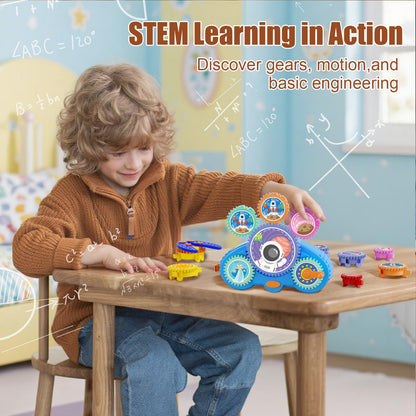 Fivoro STEM Gears Toys for Kids Ages 3+, Creative Learning Building Blocks, 18Pcs Educational Construction Toy Set, Electric & Manual Dual Mode, Versatile Gear Playset Gift for Boys & Girls