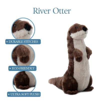 The Petting Zoo River Otter Stuffed Animal Standing, Gifts for Kids, Wild Onez Zoo Animals, River Otter Plush Toy Standing 14 inches