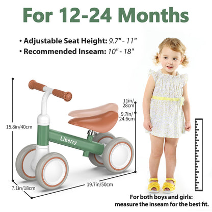 Liberry Baby Balance Bike with Adjustable Seat, Toddler First Ride-On Toy for 1-2 Year Old, Boys Girls Birthday Gift