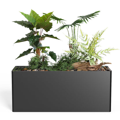 Metal Planter Box - Heavy Duty Rectangular Trough, All-Weather Rust-Resistant Design with 6 Drainage Holes | Large 36x15x15 Inch for Patio, Porch & Garden | Black