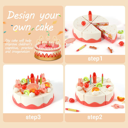 82 PCS Birthday Cake Food Play Set - Food Toy Pretend Cutting Play Cake Desserts Ice Cream and Donuts Food Toys - Birthday Gifts Toy Set for Boys Kids Girls