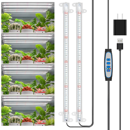 Wiaxulay Grow Lights for Indoor Plants Full Spectrum, 120 LEDs Plant Grow Light Strips with Auto ON/Off Timer 6/12/16Hrs, 5 Brightness, 3 Switch Modes Growing Lamps for Seed Starting, Succulent,2 Bars