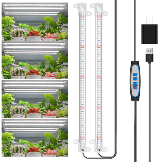 Wiaxulay Grow Lights for Indoor Plants Full Spectrum, 120 LEDs Plant Grow Light Strips with Auto ON/Off Timer 6/12/16Hrs, 5 Brightness, 3 Switch Modes Growing Lamps for Seed Starting, Succulent,2 Bars