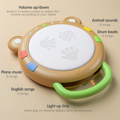 TUMAMA Baby Musical Toy, Electronic Drum Instruments with Light and Sound, Early Educational Development Songs Gift for Infants, Toddlers, Boys, Girls