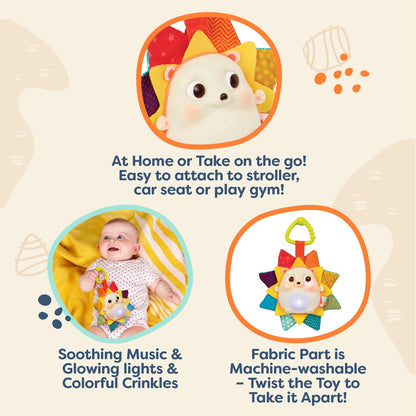 B. toys – Baby Musical Light – Up Hedgehog Toy with Lights & Sounds – Sensory Toy for Newborns, Babies – Music & Glowing Lights – RainGlow Buddy – 0+ Months