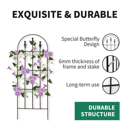 SCENDOR 48" H x16 W Trellis,Black Garden Metal Vine Sturdy Trellises for Outdoor Climbing Plants Support Structures B (121cm) 2Pack