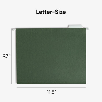 Smead Hanging File Folder, 1/5-Cut Adjustable Tab, Letter Size, Standard Green, Hanging Folders for Filing Cabinets, File Organizer Folder, 50 Count