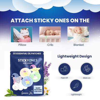 Gemma Joy Bedtime Baby Soothers & StickyOnes Sleep Patches - Cry Activated Heartbeat Puppy Plush Toy, Stuffed Animal with Calming Light & All-Natural, No Melatonin Bedtime Patches for Kids and Baby