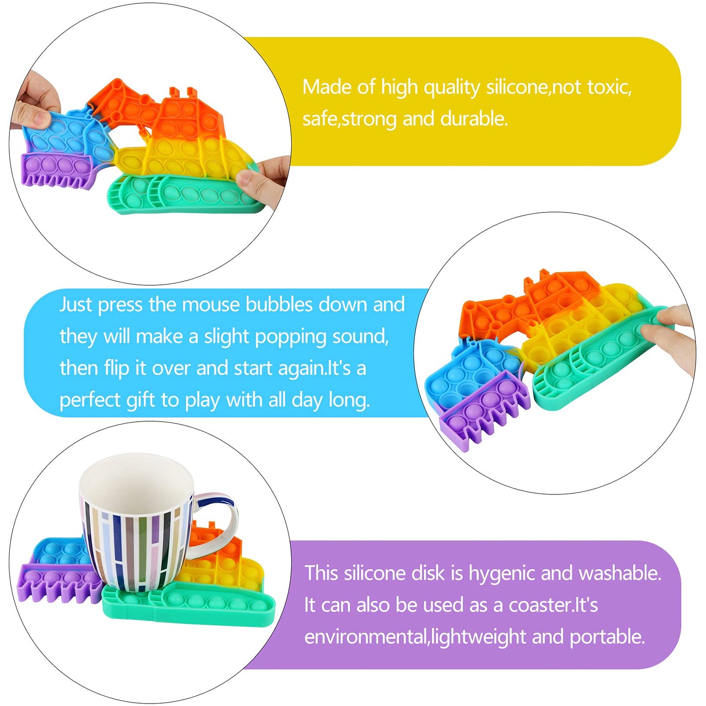 Aunifun 4 Pack Push Pop Bubble Sensory Fidget Toys, Simple Fidget Toy Pack Bubble Popper Silicone Squeeze Toy Stress Relief Hand Toys Party Favors