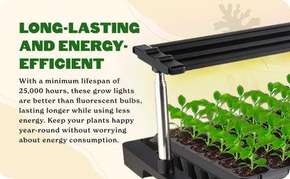 Epic Gardening Seed Starting Grow Light - Full-Spectrum LED with Adjustable Height & Integrated Tray for Indoor Seedlings | Energy-Efficient, Long-Lasting Light with Timer (Standard)