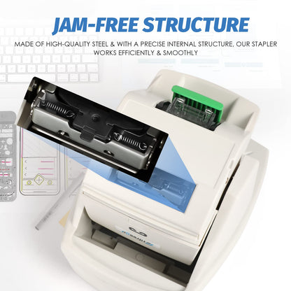 Frifreego Heavy Duty Electric Stapler, 70 Sheets 60g Paper Capacity, Automatic Flat-Clinch Stapler, Quiet and Anti-Jam for Office/School, with 5500 Staples
