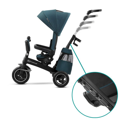 Kinderkraft EASYTWIST Trycicle for Kids Toddlers, Trike 5-in-1, Swivel seat 360° Rotation, Waterproof Material with UPF50+ Filter, Adjustable Parent Handle, Green
